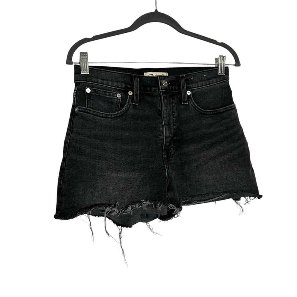 Madewell Womans Black High Rise Waist Denim Shorts Raw Hem Size 26